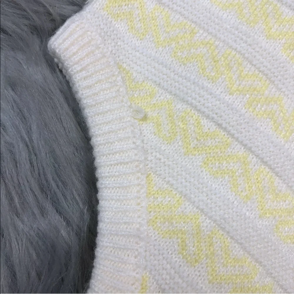 Vintage Baby Yellow White Knit Suspender Romper One Piece